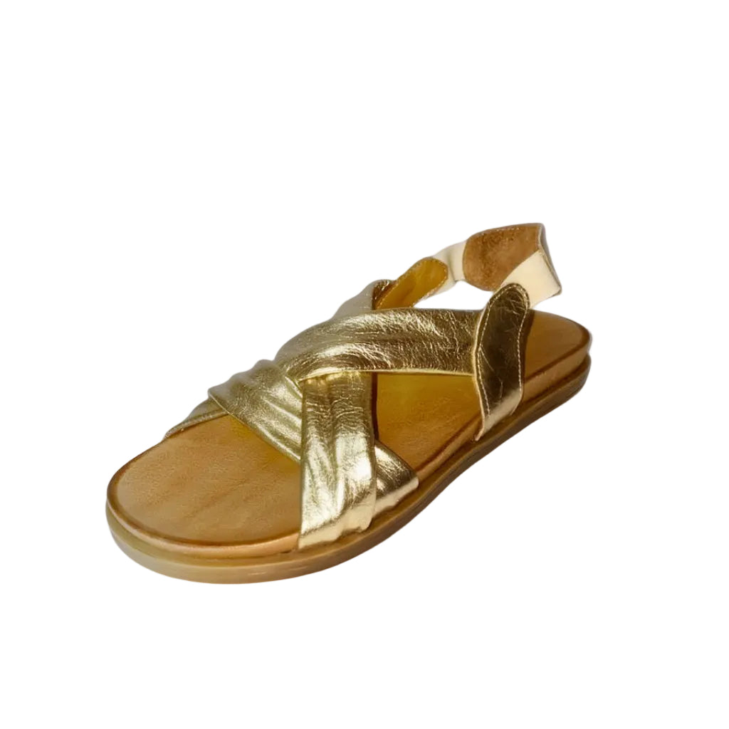 Gia Gold Leather Cross Over Slingback Sandal – product image 1