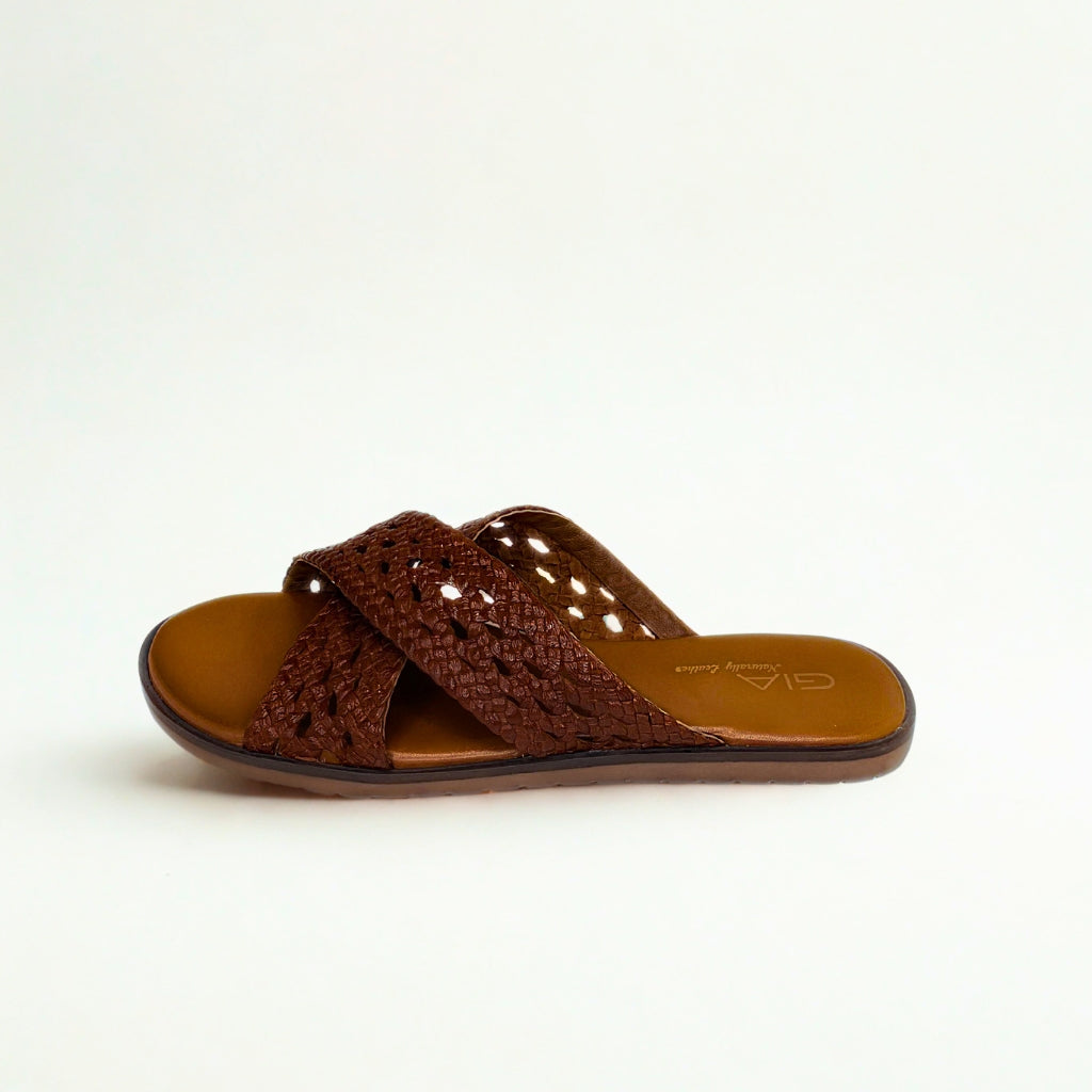 Gia tan LEATHER WEAVE cross over sandal