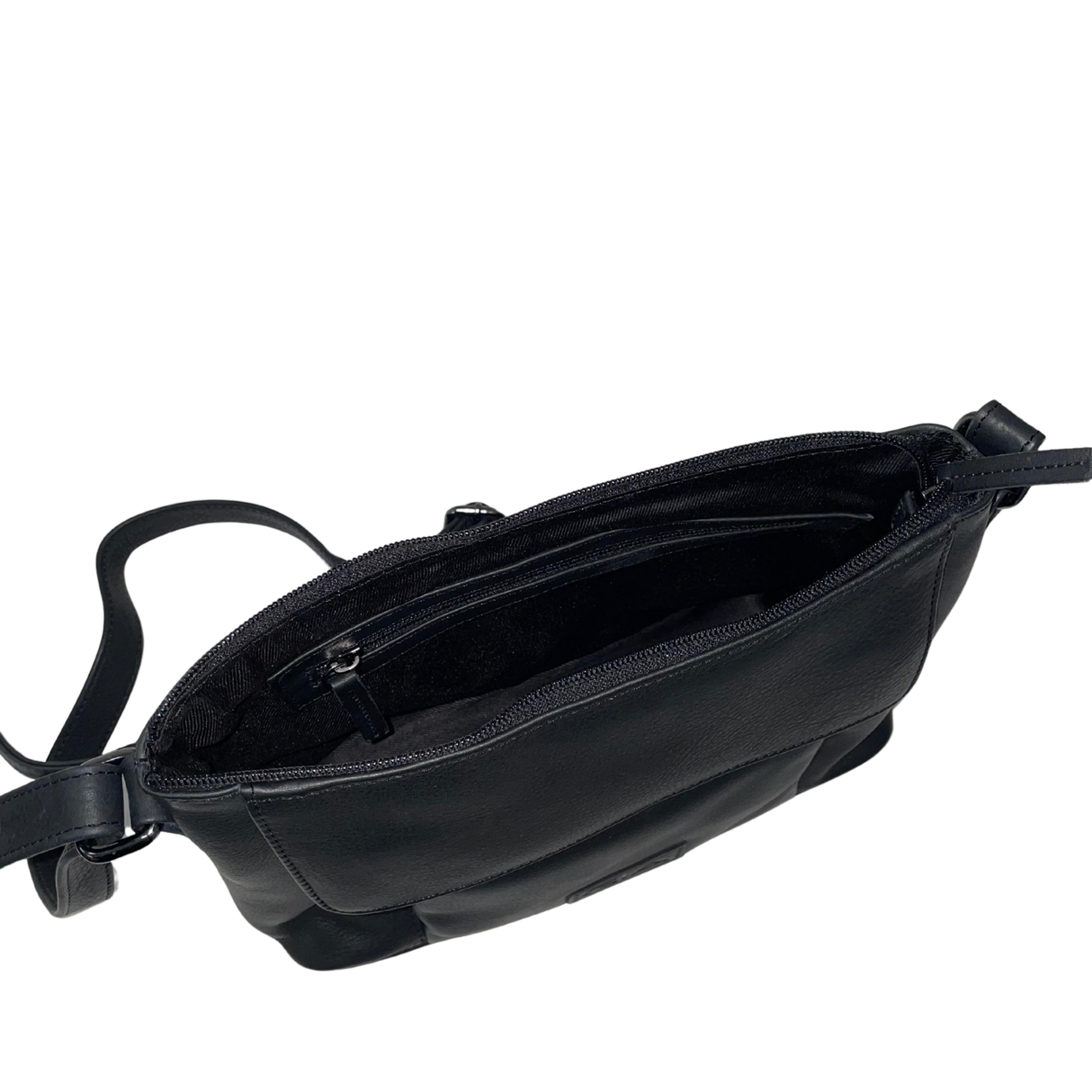 Gia Leather Fold Over Flap Bag - Black