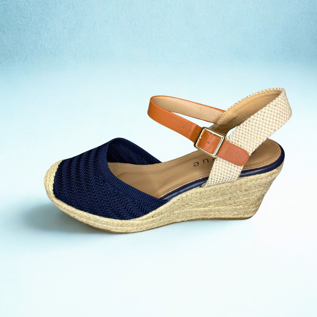 Queue navy WOVEN espadrille wedge