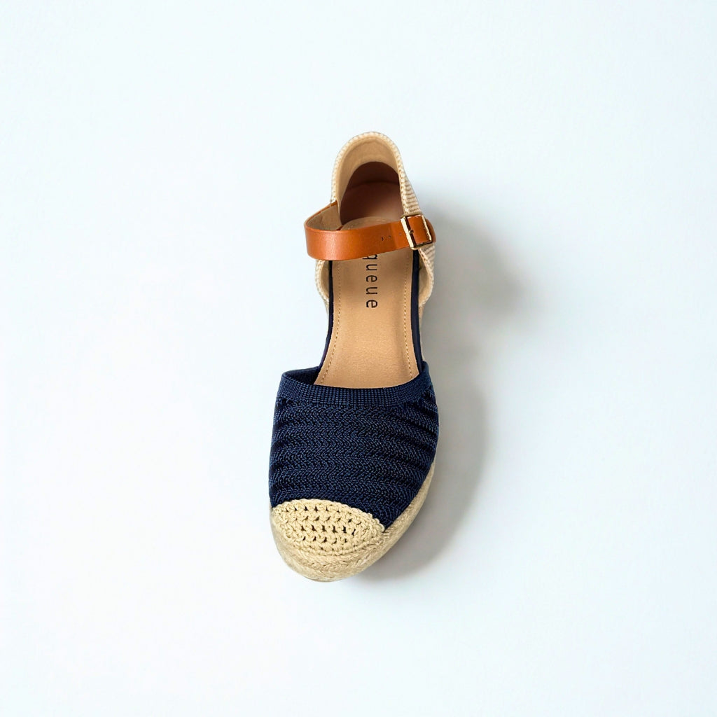 Queue navy WOVEN espadrille wedge