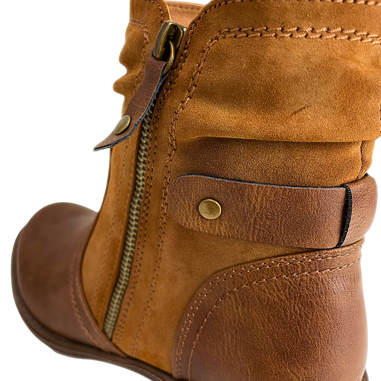 Savoy Combo Ankle Boots with Side Zip Detail - Tan – product image 5