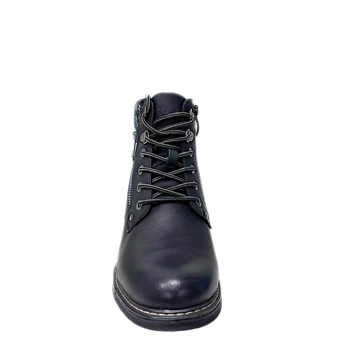 Savoy Padded Collar Lace Up Ankle Boot - Black
