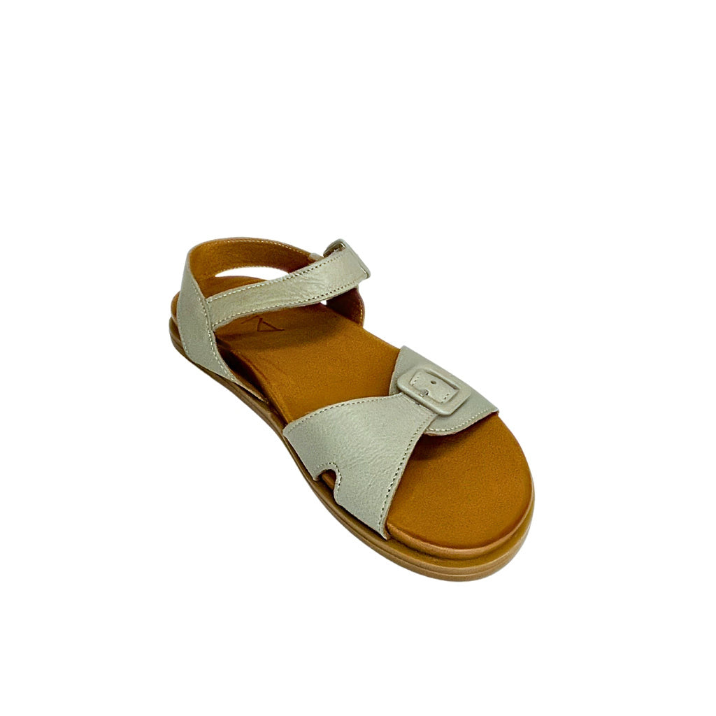 Gia Grey Leather Double Buckle Sandal – product image 1