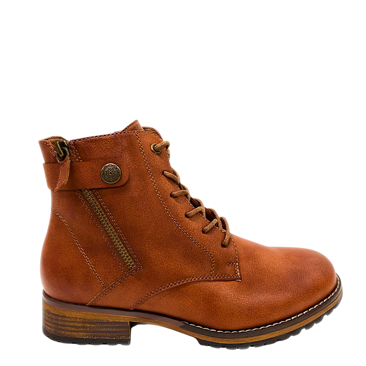 Savoy Metal Button Ankle Boot - Tan