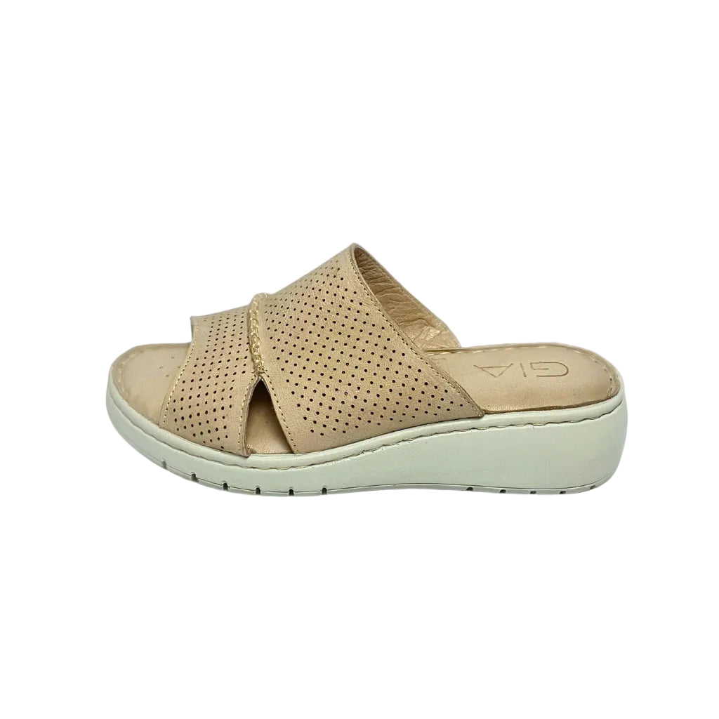 Gia Stone Perforated Flatform Sandal – side view
