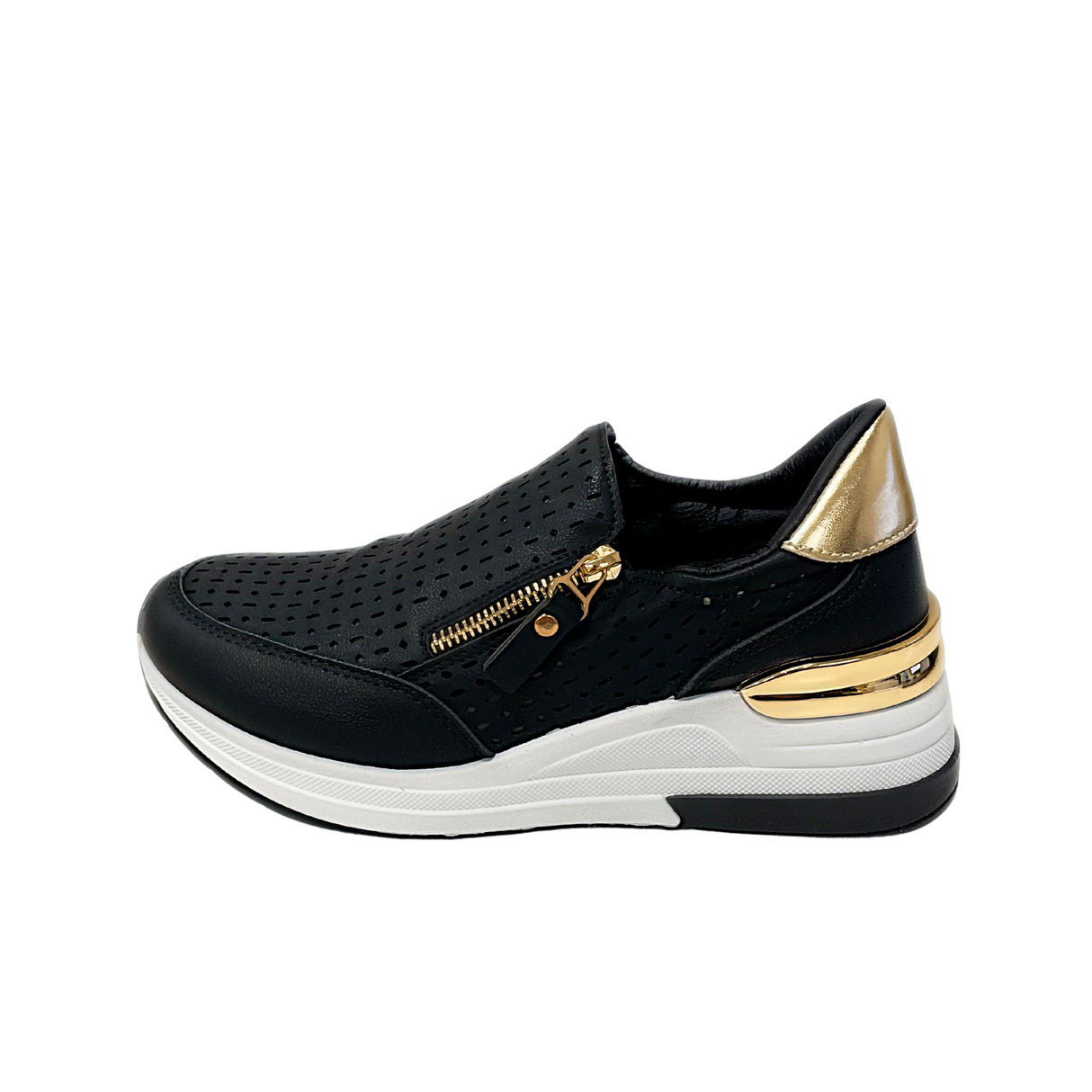 Side Zip Slip On Sneaker - Black