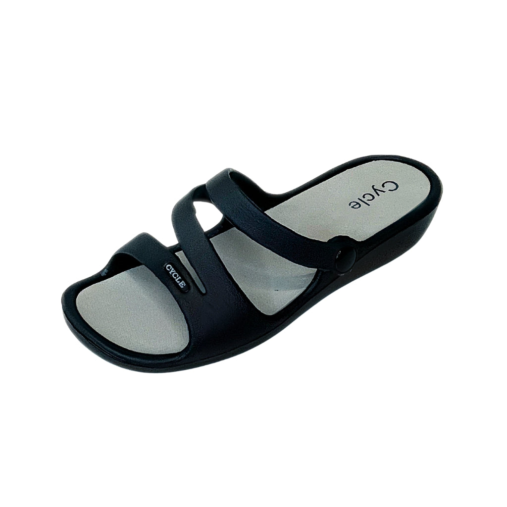 Cycle Black Triple Strap Comfort Slide Sandal – product image 1
