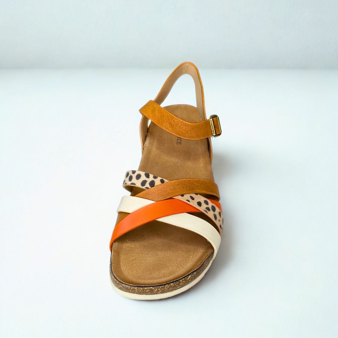 Wild Alice camel MULTI CRISS CROSS strap sandal