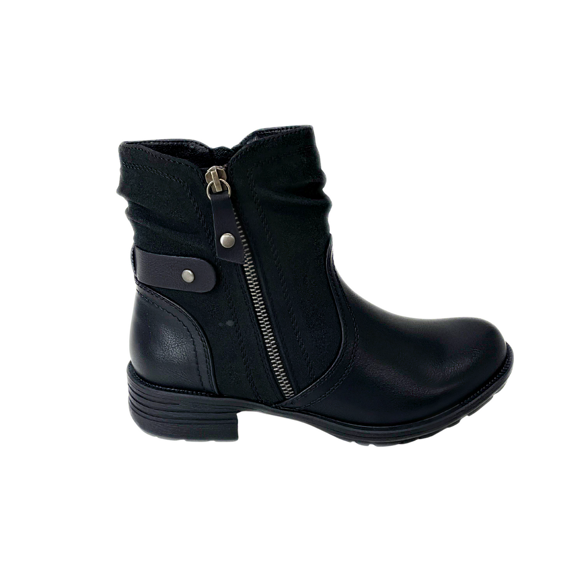 Savoy Combo Ankle Boots with Side Zip Detail - Black – product image 1