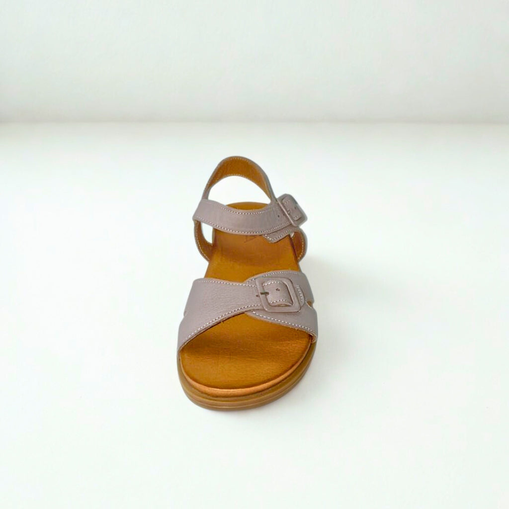 Gia hat leather DOUBLE BUCKLE sandal