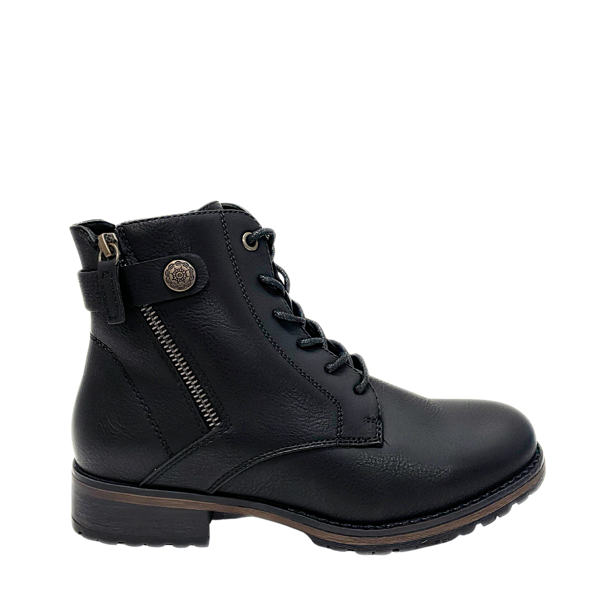 Savoy Metal Button Ankle Boot - Black