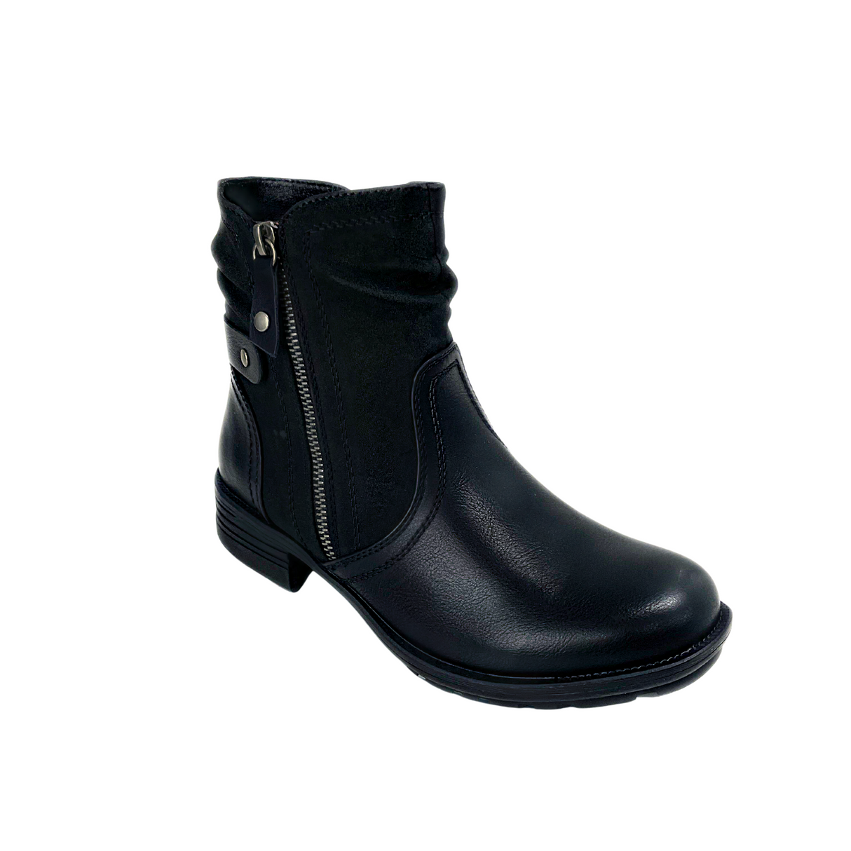 Savoy Combo Ankle Boots with Side Zip Detail - Black – side view