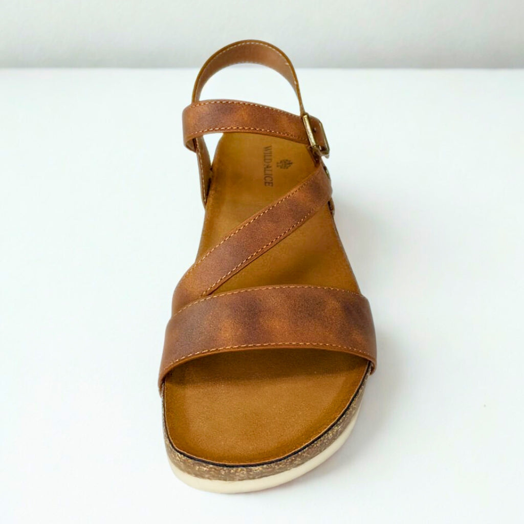 Wild Alice brown STRAPPY wedge sandal