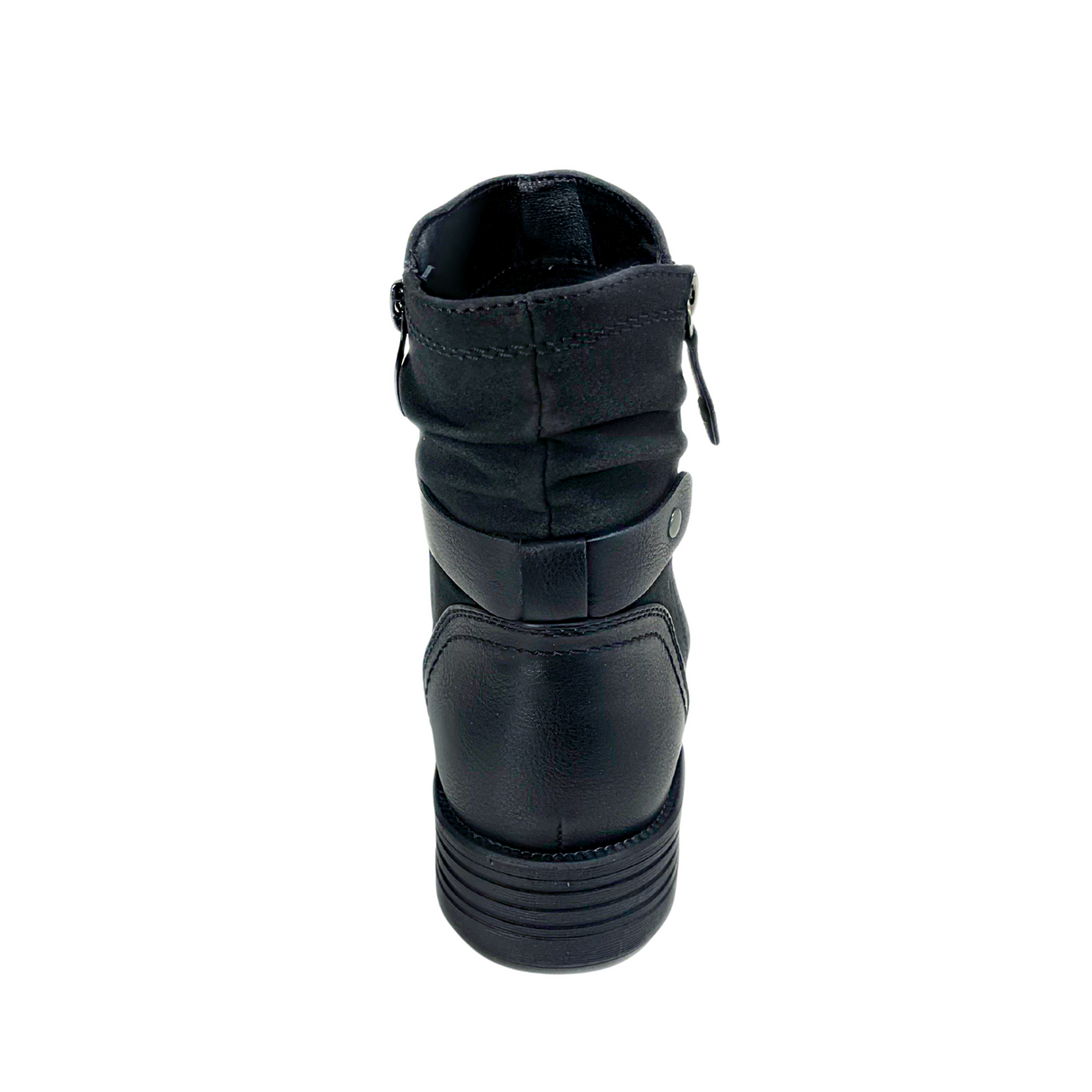 Savoy Combo Ankle Boots with Side Zip Detail - Black – detail shot