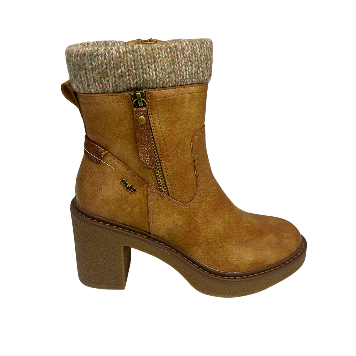 Plum Sock Heel Boot - Taupe