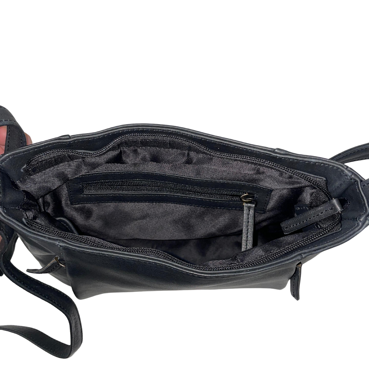 Gia Leather Sleek Crossbody Bag - Black