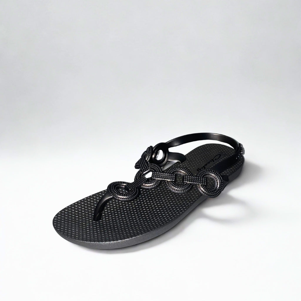 Cheeky pewter TOE POST CIRCLE DETAIL sandal