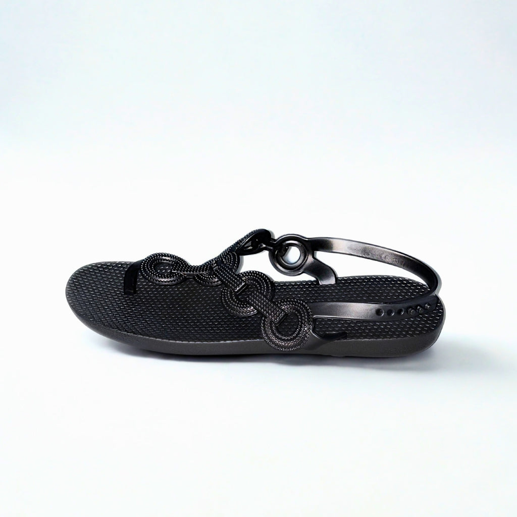Cheeky pewter TOE POST CIRCLE DETAIL sandal