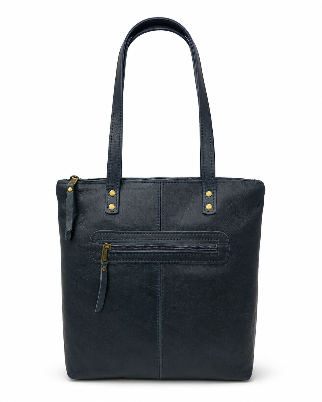 Gia Leather Hannah Tote Bag - Navy
