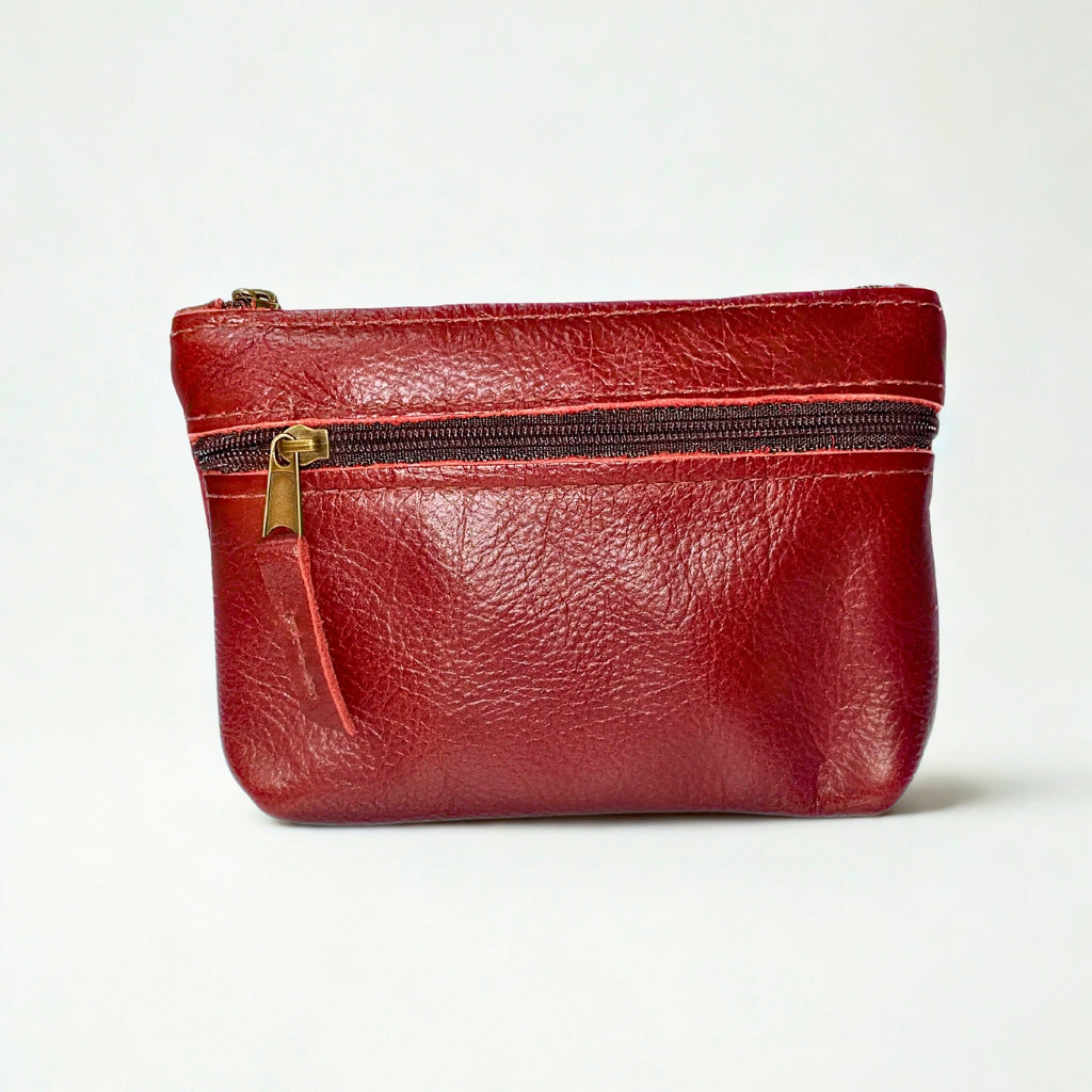 Gia red DOUBLE ZIP lipstick purse