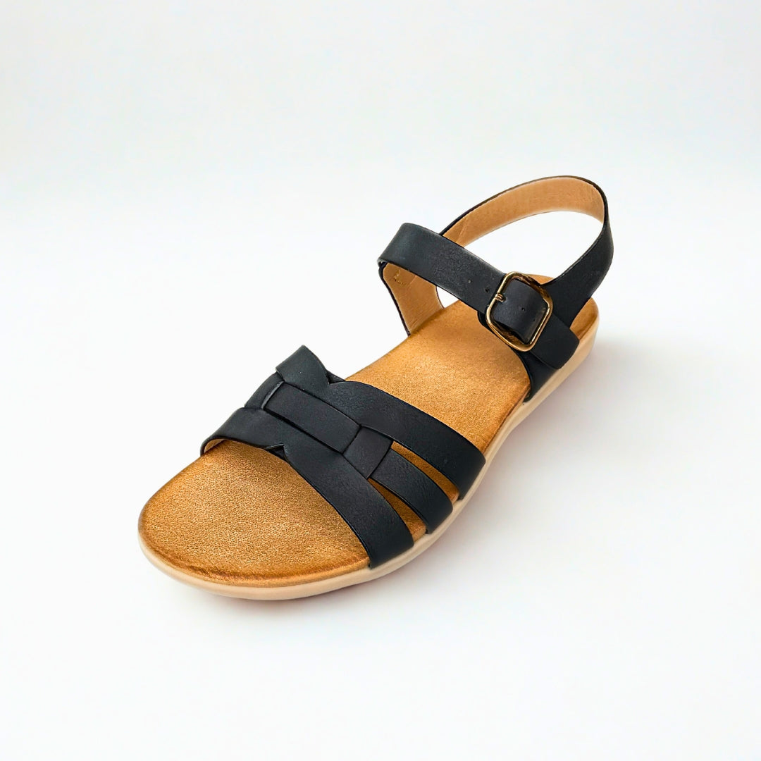 Queue black 3 STRAP sandal