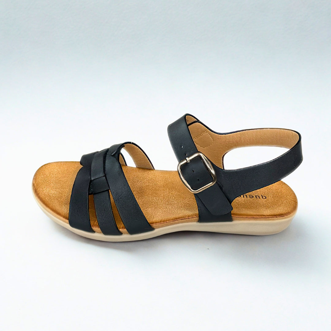 Queue black 3 STRAP sandal
