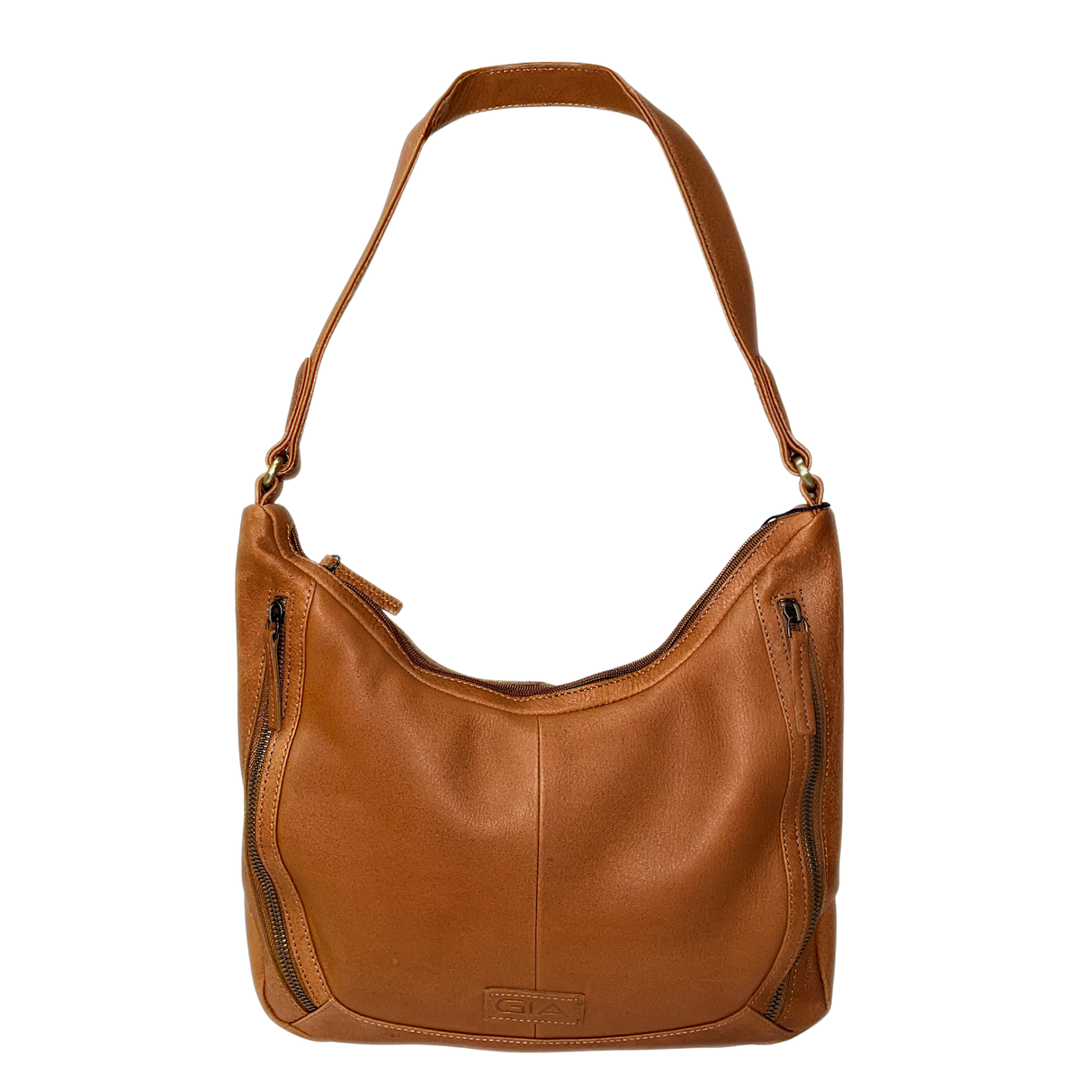 Gia Leather Hobo Shoulder Bag - Camel