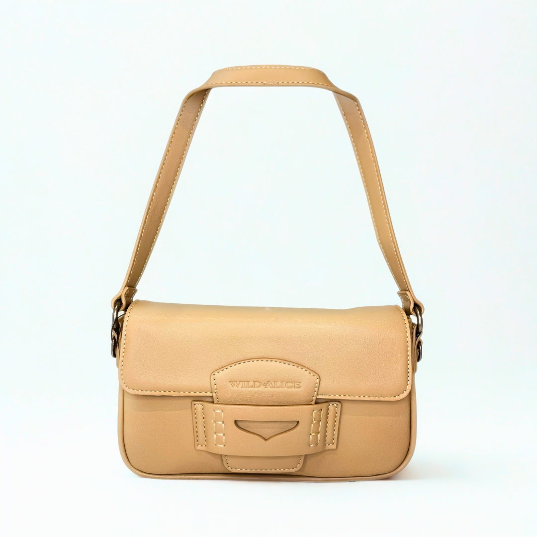 Wild Alice beige FOLD OVER SLING bag