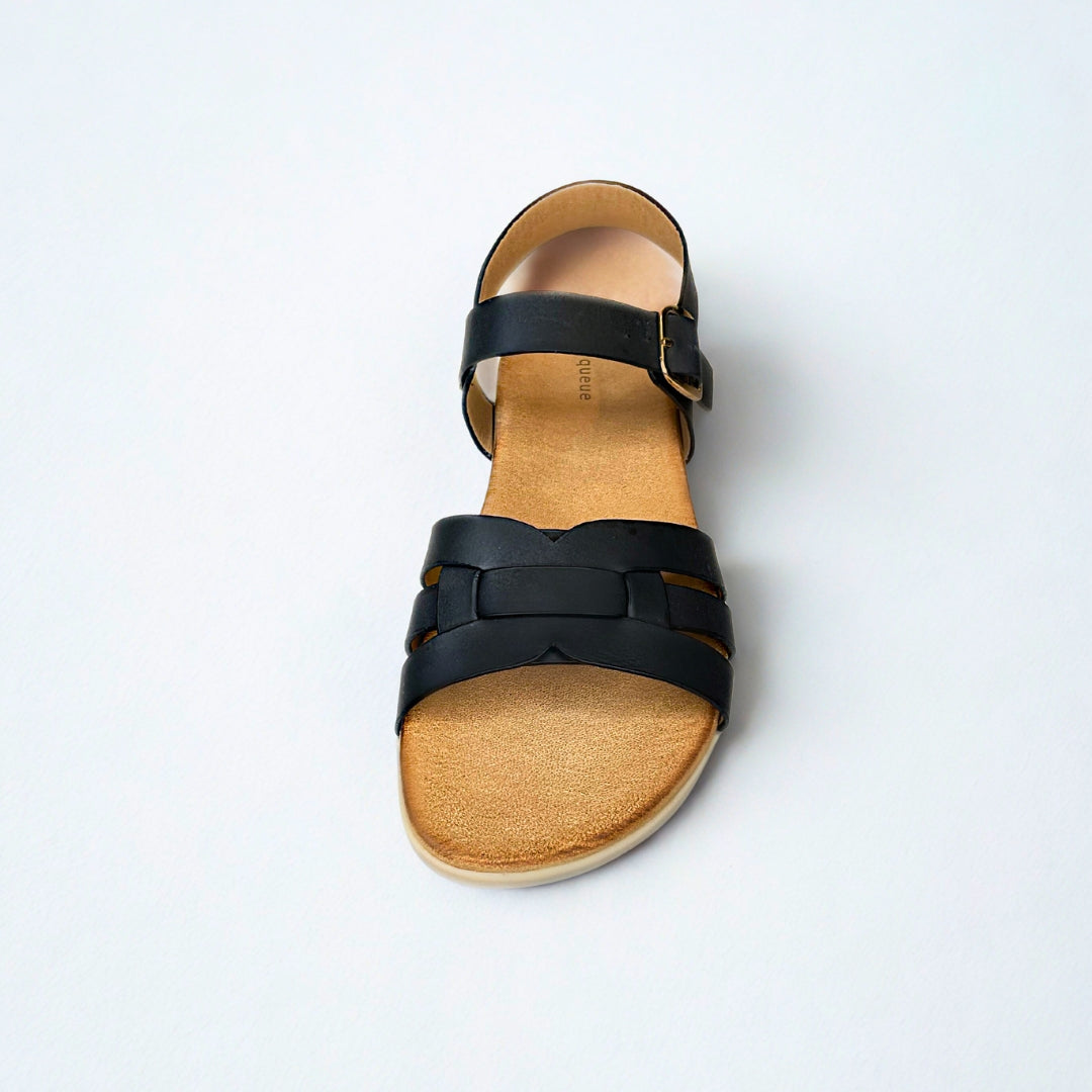 Queue black 3 STRAP sandal