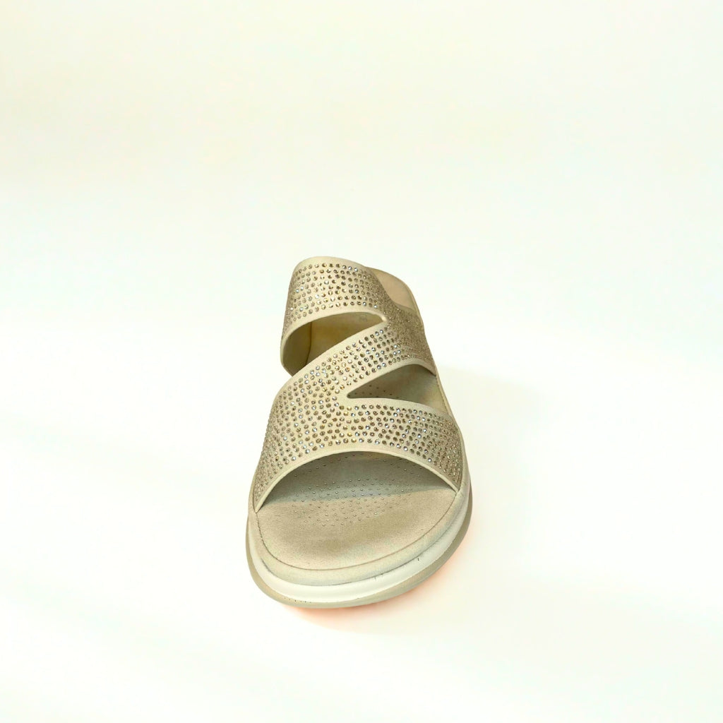 Wild Alice beige ZIG ZAG STRAP diamante sandal