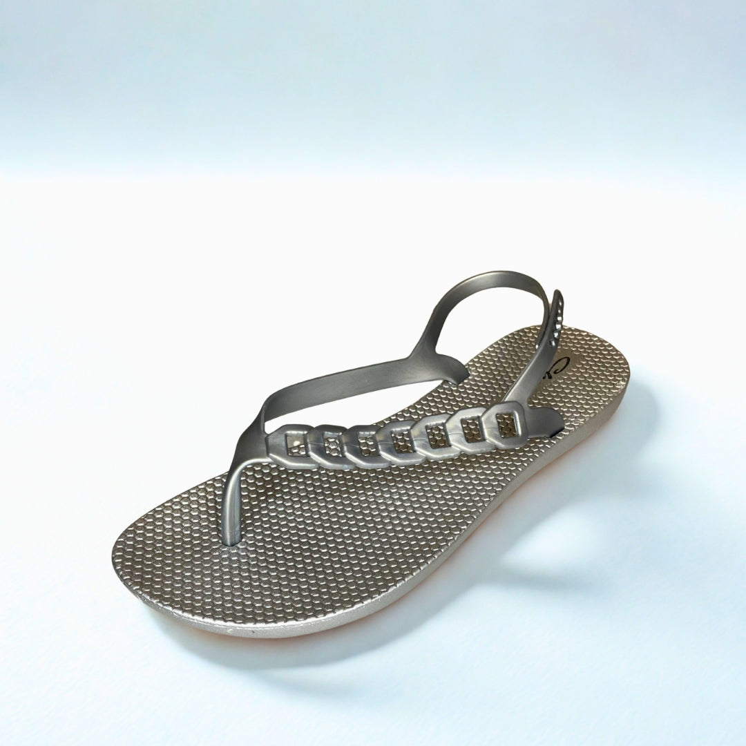 Cheeky silver TOE THONG back strap sandal