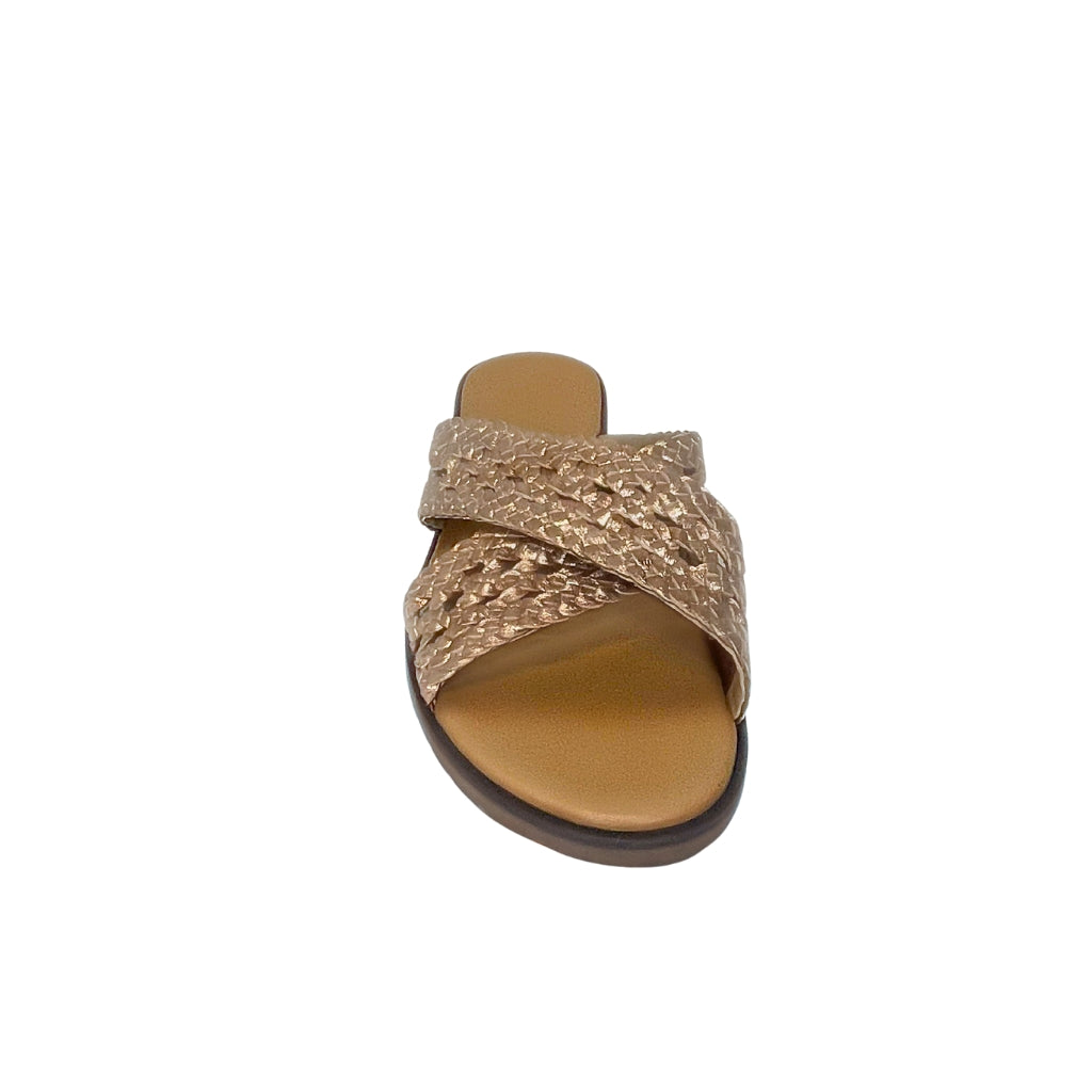 Gia rosegold LEATHER WEAVE cross over sandal