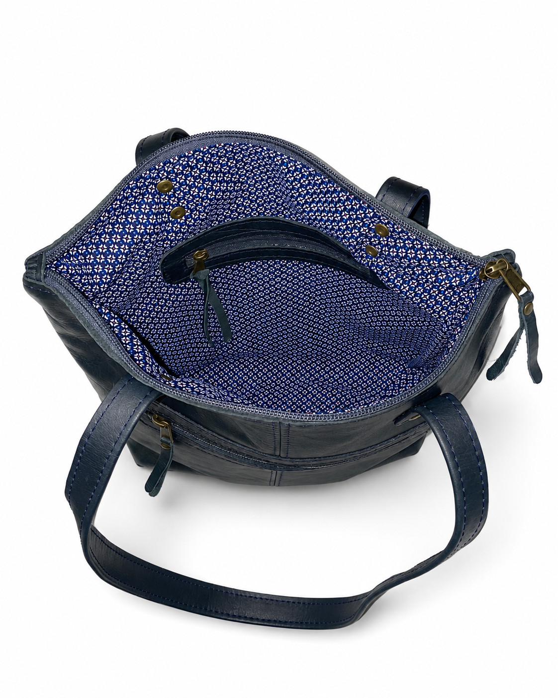 Gia Leather Hannah Tote Bag - Navy