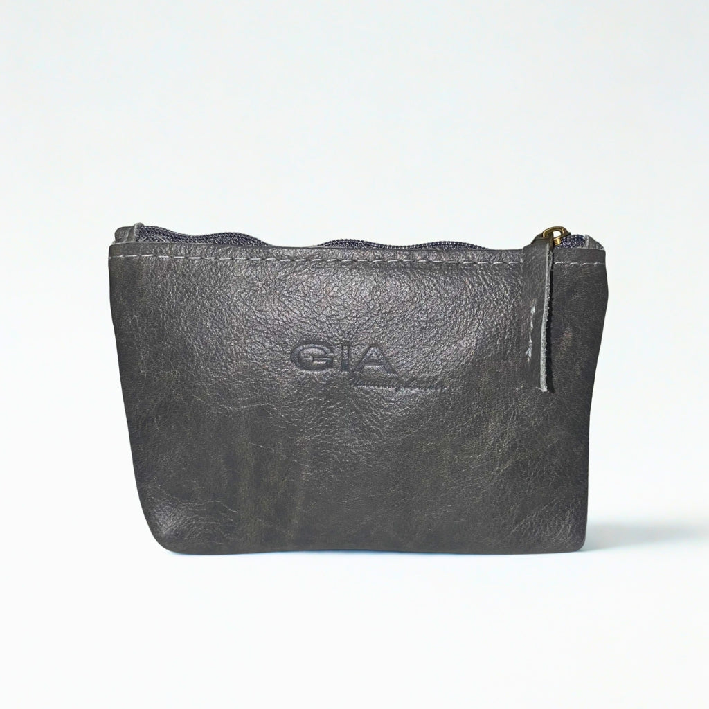 Gia grey DOUBLE ZIP lipstick purse
