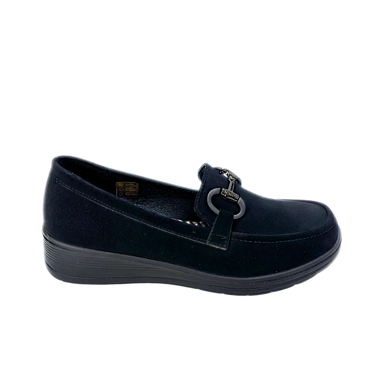 Cushion Walk Comfort Wedge Loafers with Chain Detail - Black – product image 1