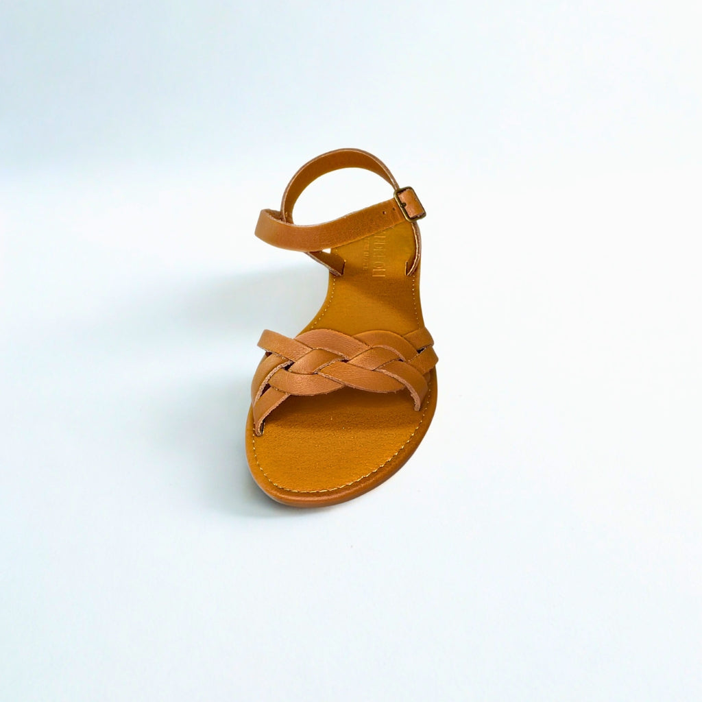 Andreoli tan INTERTWINED bar strap sandal