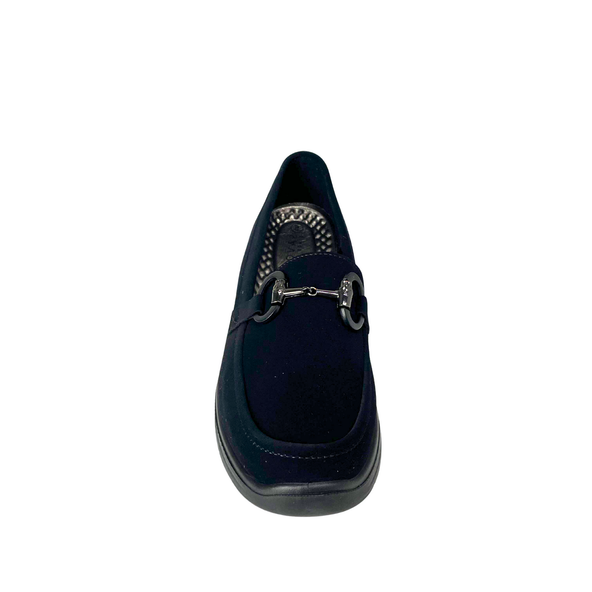 Cushion Walk Comfort Wedge Loafers with Chain Detail - Black – front view