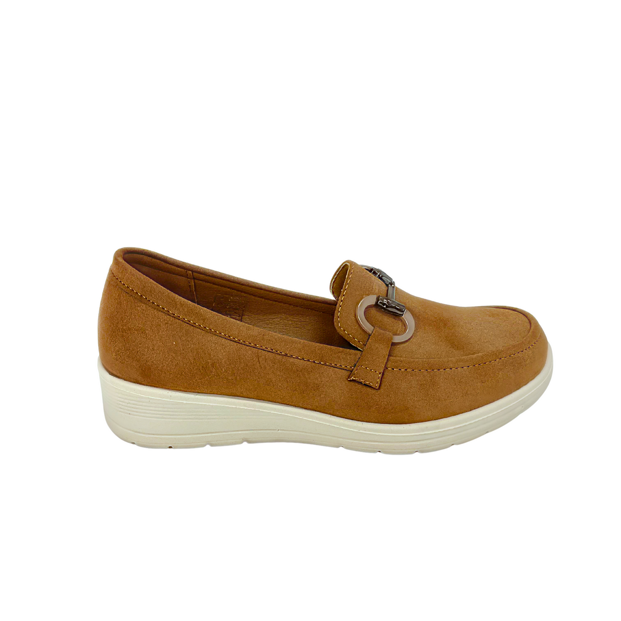 Cushion Walk Comfort Wedge Loafers with Chain Detail - Camel – product image 1