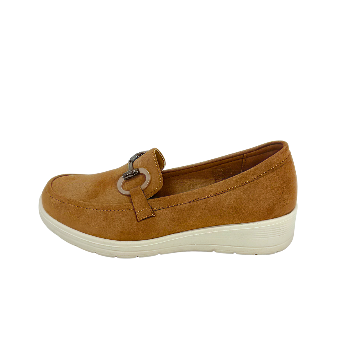 Cushion Walk Comfort Wedge Loafers with Chain Detail - Camel – product image 1