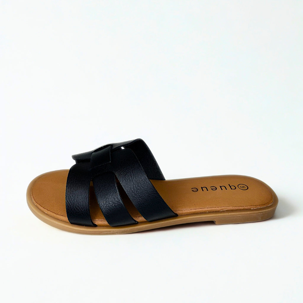 Queue black CUT-OUT LOOPED sandal