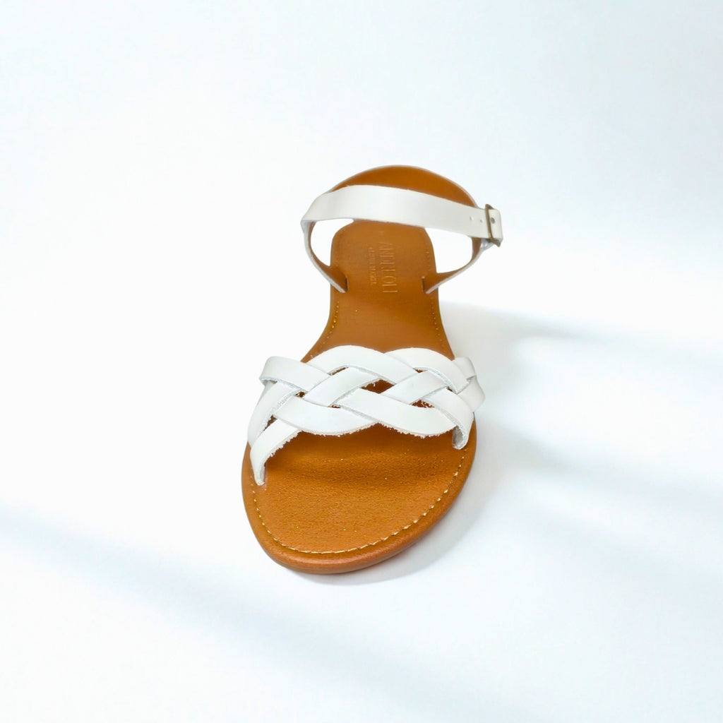 Andreoli white INTERTWINED bar strap sandal