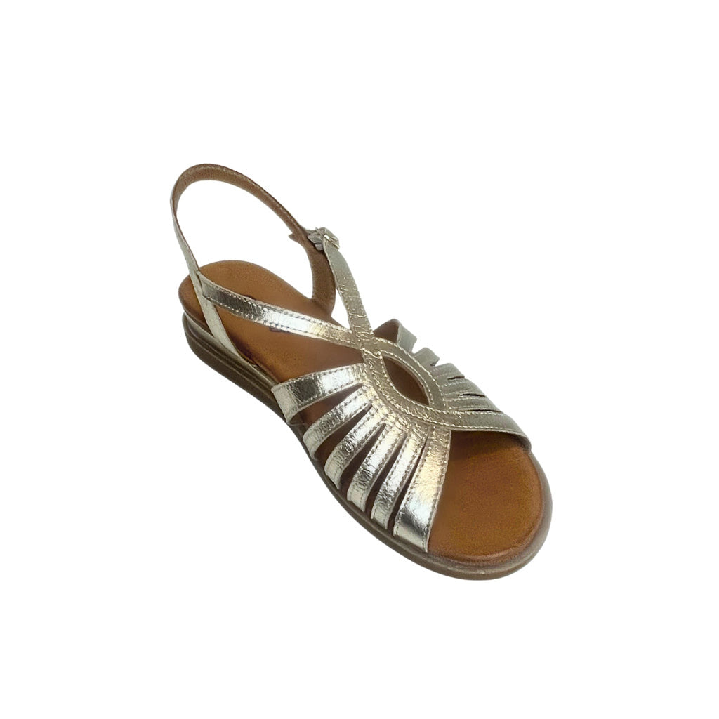 Gia Metalic Gold Leather Strappy Backstrap Sandal – product image 1