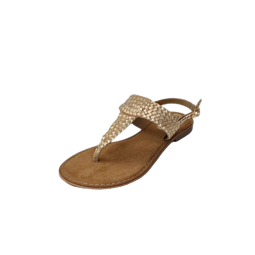 Gia Gold Leather Weave Slingback Sandal – product image 1