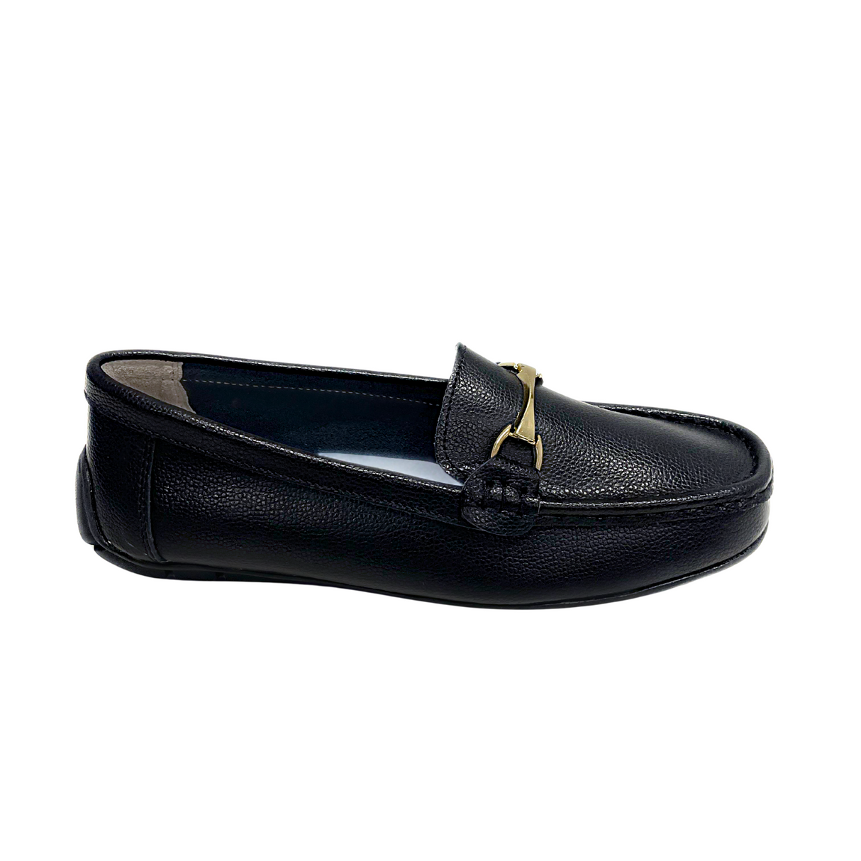 Geena Moccasin With Gold Detail - Black