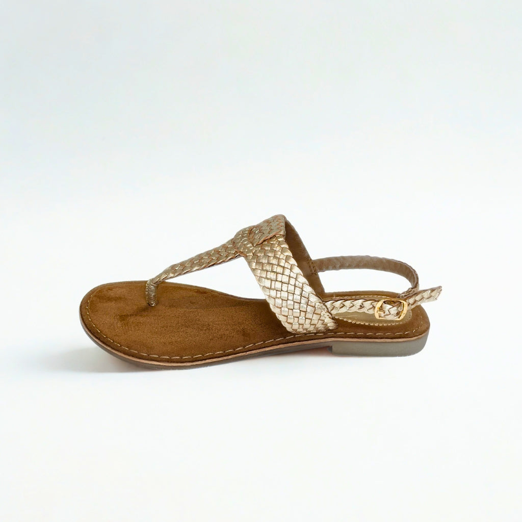 Gia gold LEATHER WEAVE slingback sandal