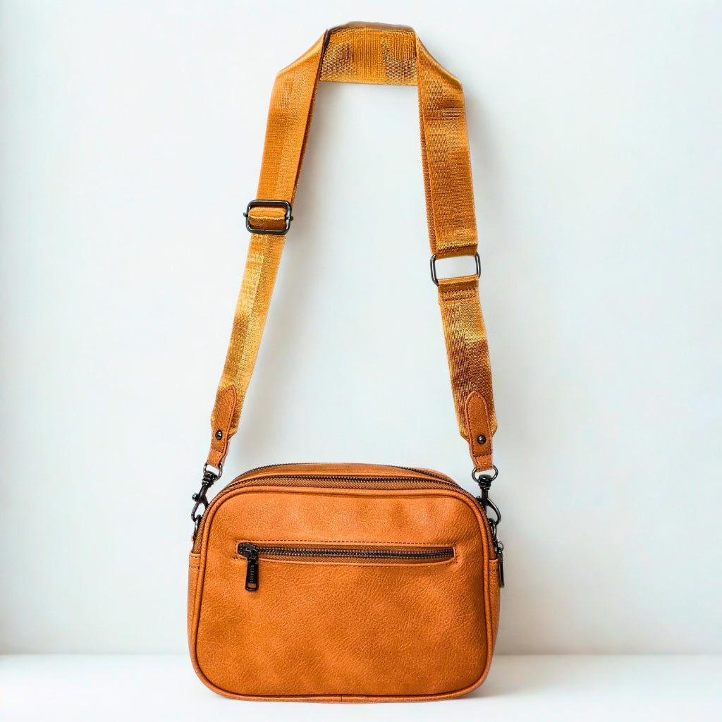 Wild Alice orange QUILT CROSSBODY bag