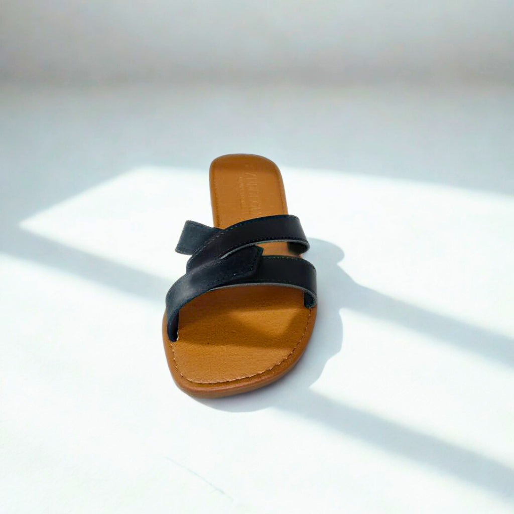 Andreoli black leather INTERTWINED slide