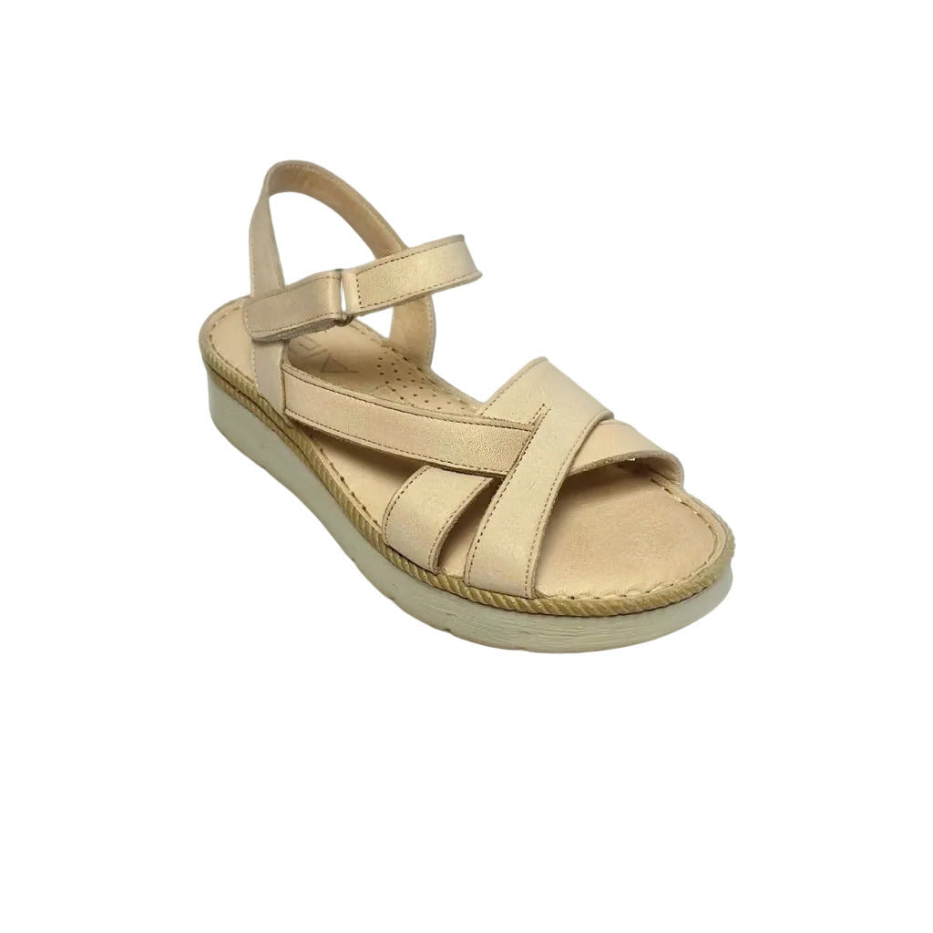 Gia Beige Ankle Strap Flatform – product image 1