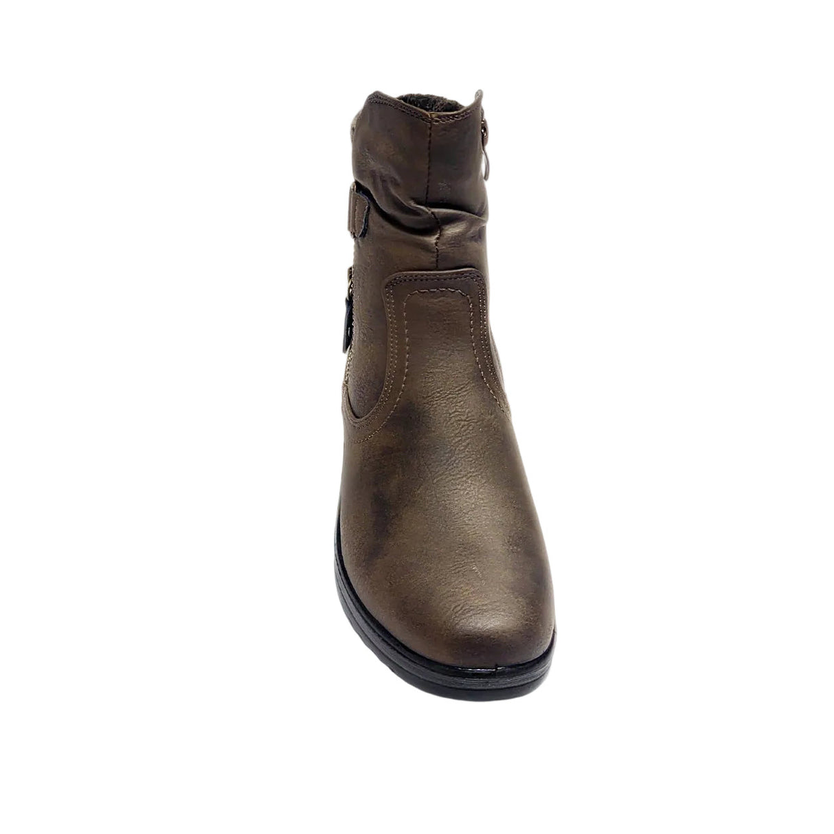 Savoy Tweed Zip Detail Brown Boot – front view